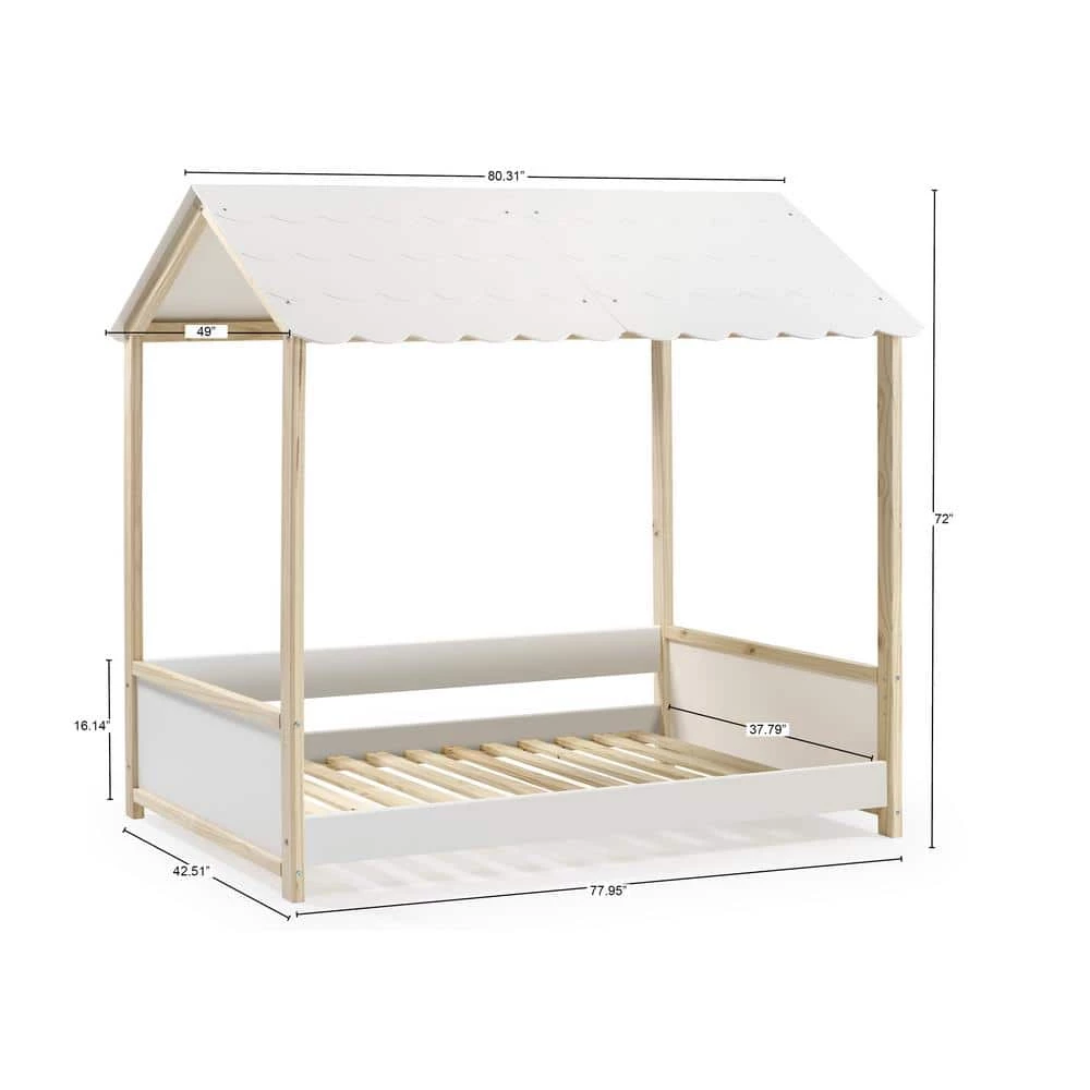 Emlen White Twin Bed with Natural Pine Accents by Linon Home Decor 8 Emlen White Twin Bed with Natural Pine Accents by Linon Home Decor - Image 6