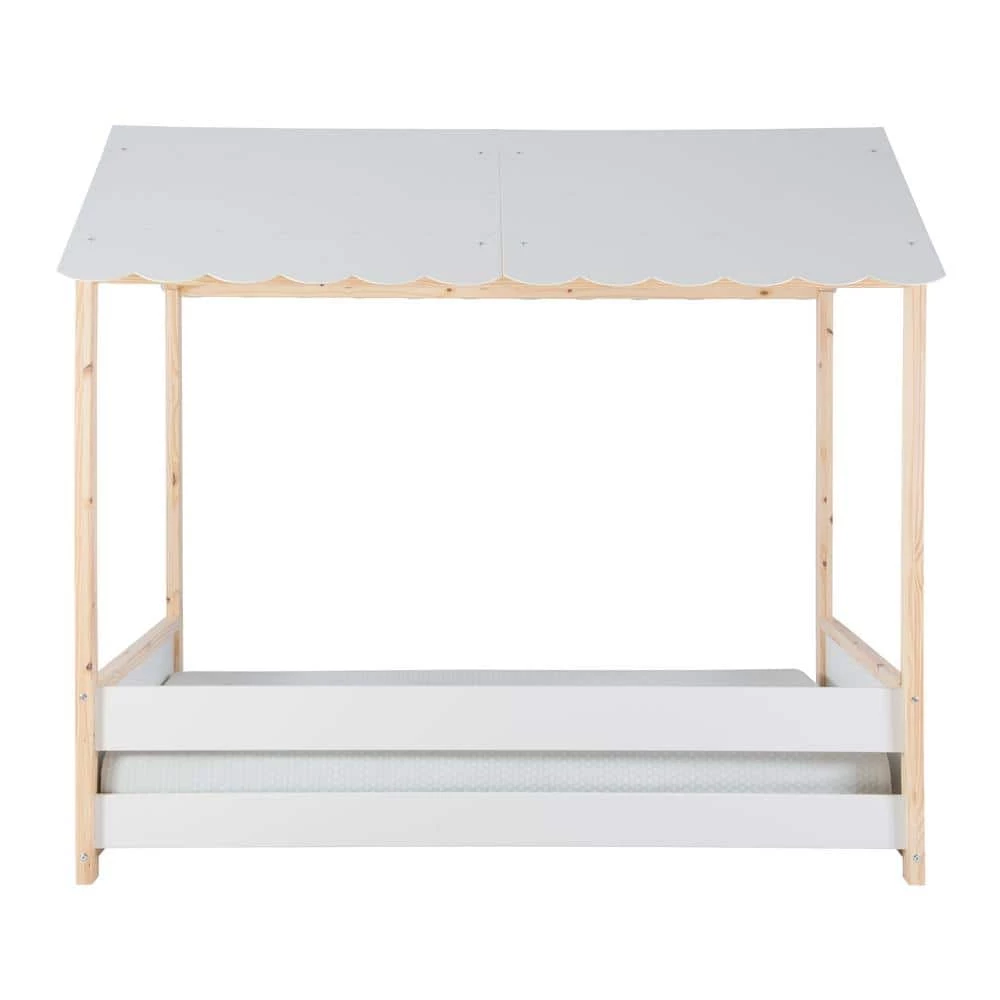 Emlen White Twin Bed with Natural Pine Accents by Linon Home Decor 5 Emlen White Twin Bed with Natural Pine Accents by Linon Home Decor - Image 3