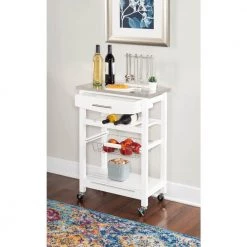 Todd White Kitchen Cart by Linon Home Decor -Linon Home Decor Shop white linon home decor kitchen carts thd00727 44 1000