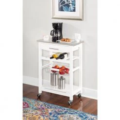 Todd White Kitchen Cart by Linon Home Decor -Linon Home Decor Shop white linon home decor kitchen carts thd00727 fa 1000