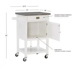 Renee White Apartment Cart with Locking Wheels by Linon Home Decor -Linon Home Decor Shop white linon home decor kitchen carts thd02910 1f 1000