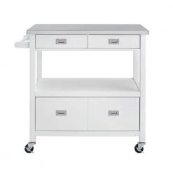 Renee White Kitchen Cart with Locking Wheels by Linon Home Decor -Linon Home Decor Shop white linon home decor kitchen carts thd02911 4f 1000