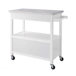 Renee White Kitchen Cart with Locking Wheels by Linon Home Decor -Linon Home Decor Shop white linon home decor kitchen carts thd02911 66 1000