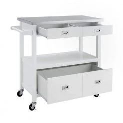 Renee White Kitchen Cart with Locking Wheels by Linon Home Decor -Linon Home Decor Shop white linon home decor kitchen carts thd02911 77 1000