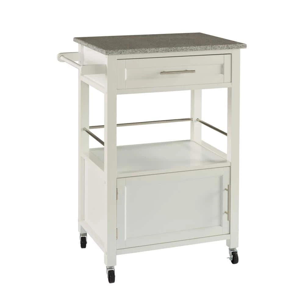 Morgan White Kitchen Cart with Granite Top and Storage by Linon Home Decor 3 Morgan White Kitchen Cart with Granite Top and Storage by Linon Home Decor