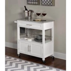 Caitlin White Kitchen Cart with Granite Top and Storage by Linon Home Decor 22 Caitlin White Kitchen Cart with Granite Top and Storage by Linon Home Decor -Linon Home Decor Shop white linon home decor kitchen carts thd03301 44 1000