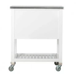 Hawthorn White Kitchen Cart with Two Drawers, Two Pull-Out Bins, Shelf, and Stainless Steel Top by Linon Home Decor -Linon Home Decor Shop white linon home decor kitchen carts thd03432 66 1000