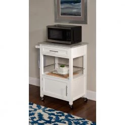 Tolar White Kitchen Cart with Granite Top by Linon Home Decor -Linon Home Decor Shop white linon home decor kitchen carts thd03689 4f 1000