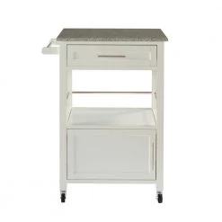Tolar White Kitchen Cart with Granite Top by Linon Home Decor -Linon Home Decor Shop white linon home decor kitchen carts thd03689 c3 1000