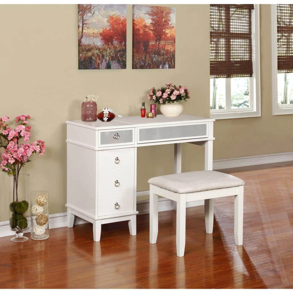 Eve 2-Piece White Vanity Set by Linon Home Decor 7 Eve 2-Piece White Vanity Set by Linon Home Decor - Image 5