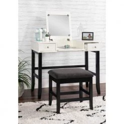 Jackson W 36 in. x D 18 in. x H 47 in. Black and White Vanity Set with Stool by Linon Home Decor 12 Jackson W 36 in. x D 18 in. x H 47 in. Black and White Vanity Set with Stool by Linon Home Decor -Linon Home Decor Shop white linon home decor makeup vanities thd02946 c3 1000