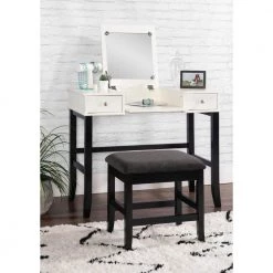 Jackson W 36 in. x D 18 in. x H 47 in. Black and White Vanity Set with Stool by Linon Home Decor 10 Jackson W 36 in. x D 18 in. x H 47 in. Black and White Vanity Set with Stool by Linon Home Decor -Linon Home Decor Shop white linon home decor makeup vanities thd02946 e1 1000