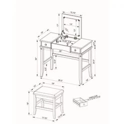 Jackson W 36 in. x D 18 in. x H 47 in. Black and White Vanity Set with Stool by Linon Home Decor 14 Jackson W 36 in. x D 18 in. x H 47 in. Black and White Vanity Set with Stool by Linon Home Decor -Linon Home Decor Shop white linon home decor makeup vanities thd02946 fa 1000