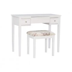 April White Vanity Set with Butterfly Bench 46 in. H x 36 in. W x 18 in. D by Linon Home Decor -Linon Home Decor Shop white linon home decor makeup vanities thd03556 4f 1000