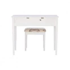 April White Vanity Set with Butterfly Bench 46 in. H x 36 in. W x 18 in. D by Linon Home Decor -Linon Home Decor Shop white linon home decor makeup vanities thd03556 66 1000