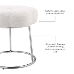 Vanessa 17.75 in. H x 17.75 in. W x 17.75 in. D White Sherpa Accent Vanity Stool by Linon Home Decor 14 Vanessa 17.75 in. H x 17.75 in. W x 17.75 in. D White Sherpa Accent Vanity Stool by Linon Home Decor -Linon Home Decor Shop white linon home decor makeup vanities thd03721 1f 1000