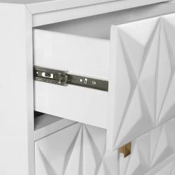 Dixon Two Drawer Geo Texture Nightstand White by Linon Home Decor -Linon Home Decor Shop white linon home decor nightstands thd02011 1d 1000