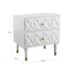 Dixon Two Drawer Geo Texture Nightstand White by Linon Home Decor -Linon Home Decor Shop white linon home decor nightstands thd02011 40 1000
