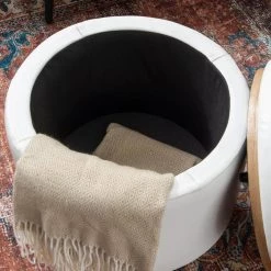 Savoy White PU Storage Ottoman by Linon Home Decor 10 Savoy White PU Storage Ottoman by Linon Home Decor -Linon Home Decor Shop white linon home decor ottomans thd03673 77 1000