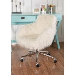 Fran White and Chrome Adjustable Office Chair by Linon Home Decor -Linon Home Decor Shop white linon home decor task chairs thd01882 31 1000