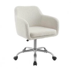 Barnes Cream Sherpa Upholstered 17 in. - 21 in. Adjustable Height Office Chair by Linon Home Decor -Linon Home Decor Shop white linon home decor task chairs thd02669 1f 1000