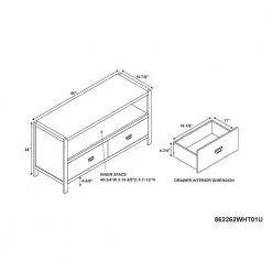 Greenville 44 in. White Wood TV Stand with 2 Drawer Fits TVs Up to 50 in. with Cable Management by Linon Home Decor -Linon Home Decor Shop white linon home decor tv stands thd00494 1f 1000