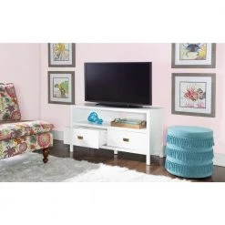 Greenville 44 in. White Wood TV Stand with 2 Drawer Fits TVs Up to 50 in. with Cable Management by Linon Home Decor -Linon Home Decor Shop white linon home decor tv stands thd00494 4f 1000