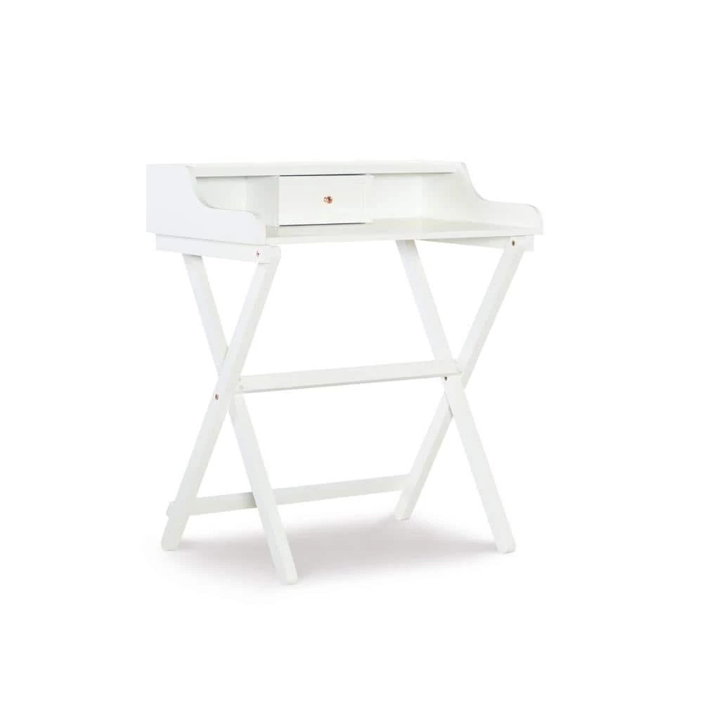 30 in. Rectangular White 1-Drawer Folding Writing Desk by Linon Home Decor 8 30 in. Rectangular White 1-Drawer Folding Writing Desk by Linon Home Decor - Image 6