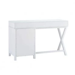 Sara 48 in. Rectangle White Wood 4-Drawer Computer Desk with Side Storage by Linon Home Decor -Linon Home Decor Shop white linon home decor writing desks thd02967 4f 1000