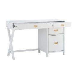 Sara 48 in. Rectangle White Wood 4-Drawer Computer Desk with Side Storage by Linon Home Decor -Linon Home Decor Shop white linon home decor writing desks thd02967 77 1000