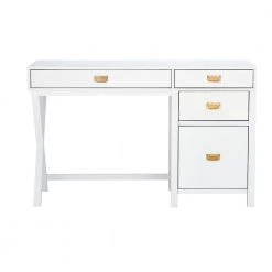 Sara 48 in. Rectangle White Wood 4-Drawer Computer Desk with Side Storage by Linon Home Decor -Linon Home Decor Shop white linon home decor writing desks thd02967 c3 1000