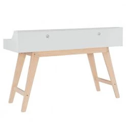 Rainier 55 in. Rectangular White Wood 2-Drawer Computer Desk with Small Hutch by Linon Home Decor -Linon Home Decor Shop white linon home decor writing desks thd03207 4f 1000