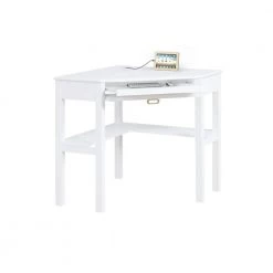 Sara 29 in. W Corner Desk White Wood Writing Desk with Keyboard and Mouse Tray by Linon Home Decor -Linon Home Decor Shop white linon home decor writing desks thd03458 77 1000