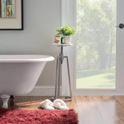 Fraser White & Silver Marble Adj Drink Table by Linon Home Decor -Linon Home Decor Shop white silver linon home decor end side tables hd221958 1f 1000