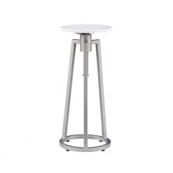 Fraser White & Silver Marble Adj Drink Table by Linon Home Decor