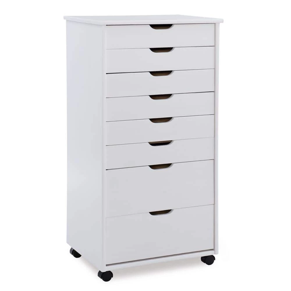 McLeod White Wash Eight Drawer Rolling Storage Cart by Linon Home Decor 3 McLeod White Wash Eight Drawer Rolling Storage Cart by Linon Home Decor