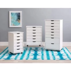 McLeod White Wash 6-Drawer Wide Roll Cart by Linon Home Decor -Linon Home Decor Shop whitewash linon home decor accent cabinets thd02094 1d 1000