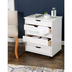 McLeod White Wash 6-Drawer Wide Roll Cart by Linon Home Decor -Linon Home Decor Shop whitewash linon home decor accent cabinets thd02094 44 1000