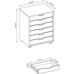 McLeod White Wash 6-Drawer Wide Roll Cart by Linon Home Decor -Linon Home Decor Shop whitewash linon home decor accent cabinets thd02094 76 1000
