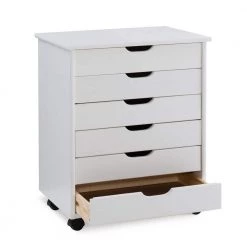 McLeod White Wash 6-Drawer Wide Roll Cart by Linon Home Decor -Linon Home Decor Shop whitewash linon home decor accent cabinets thd02094 c3 1000